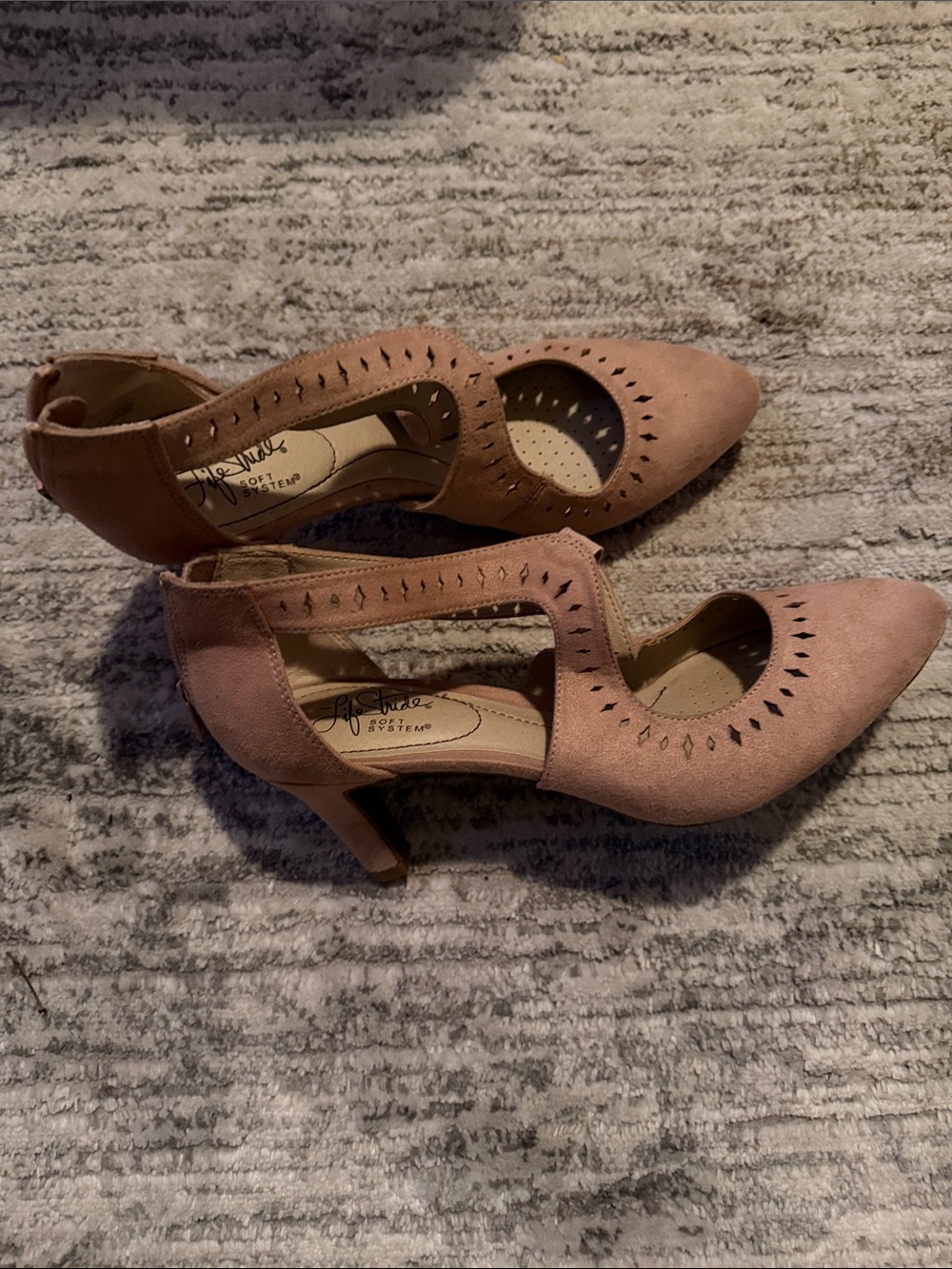 Life Stride Dusty Pink Suede Cutout Mid-Heels